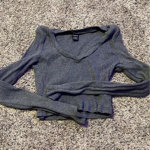 Grey Long sleeve crop top from shein